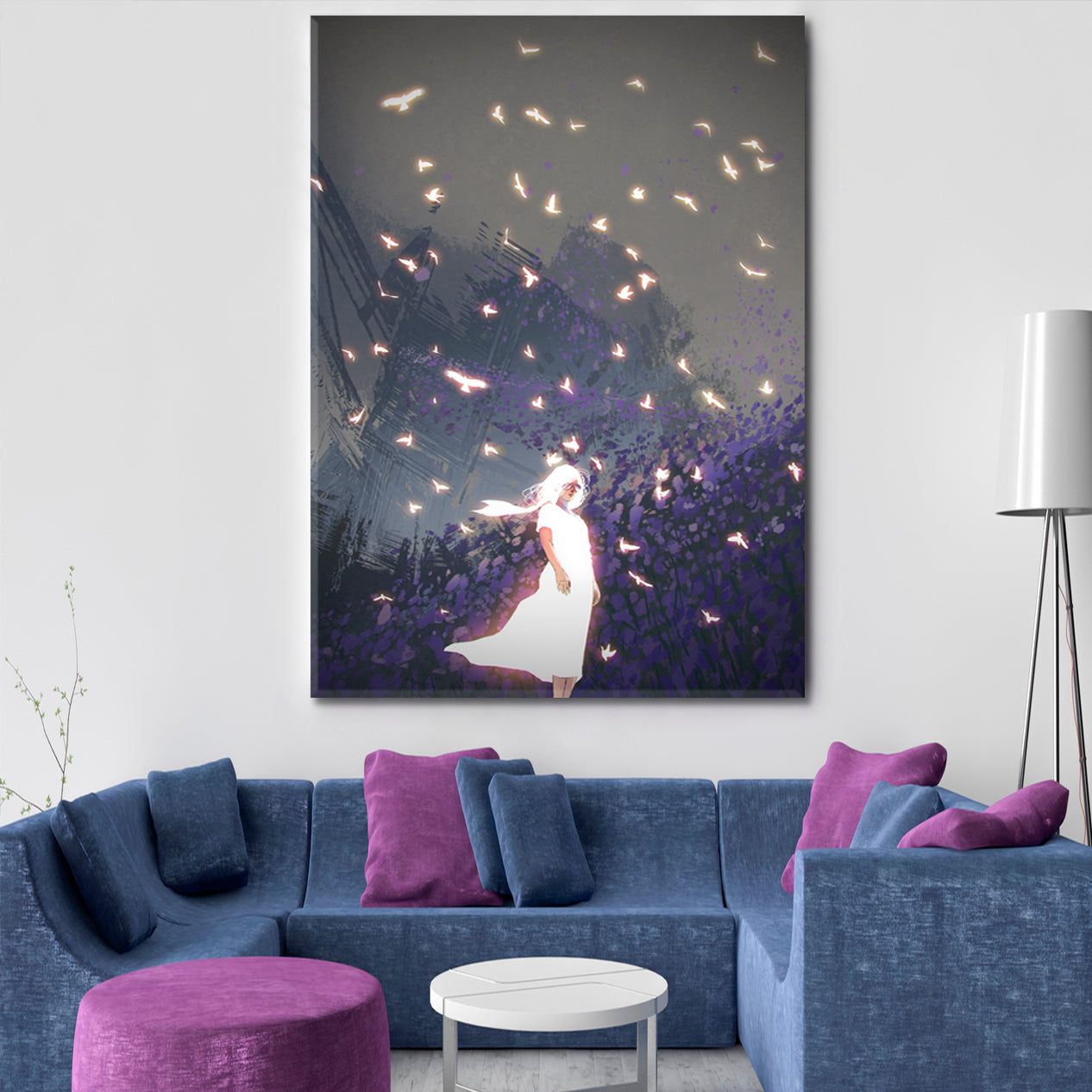 Glowing Woman And Birds Fantasy Unique Mysterious Artwork Surreal Fantasy Large Art Print Décor Artesty   