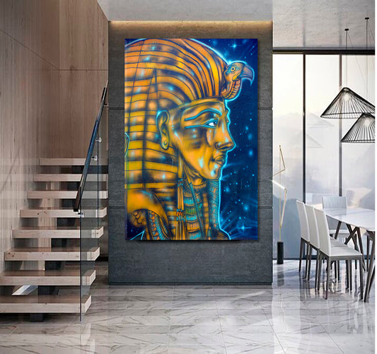 Tutankhamun Egyptian God Pharaohs Graffiti Urban Street Art | Vertical Fine Art Artesty 1 Panel 16"x24" 