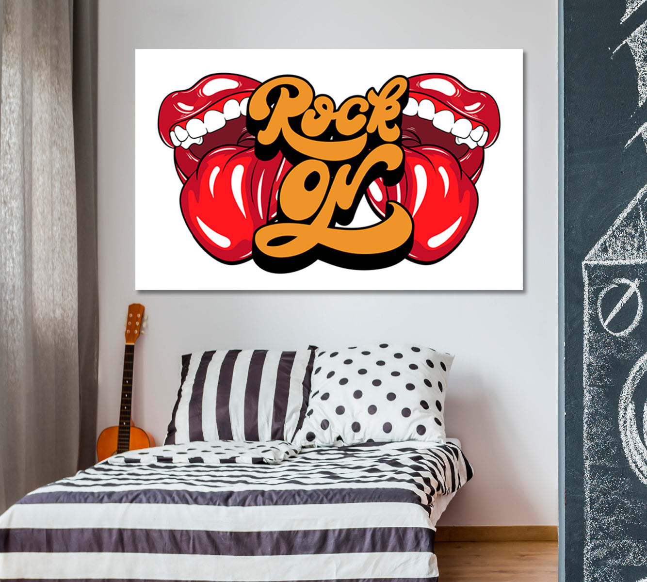 ROCK ON Rolling Stones Tongue Lips Open Mouth Rock And Roll Poster Pop Art Canvas Print Artesty   