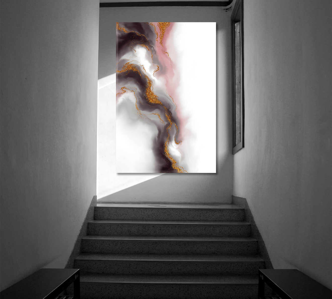 MARBLE WAVES Beautiful Unique Luxurious Creative Design - Vertical Fluid Art, Oriental Marbling Canvas Print Artesty   