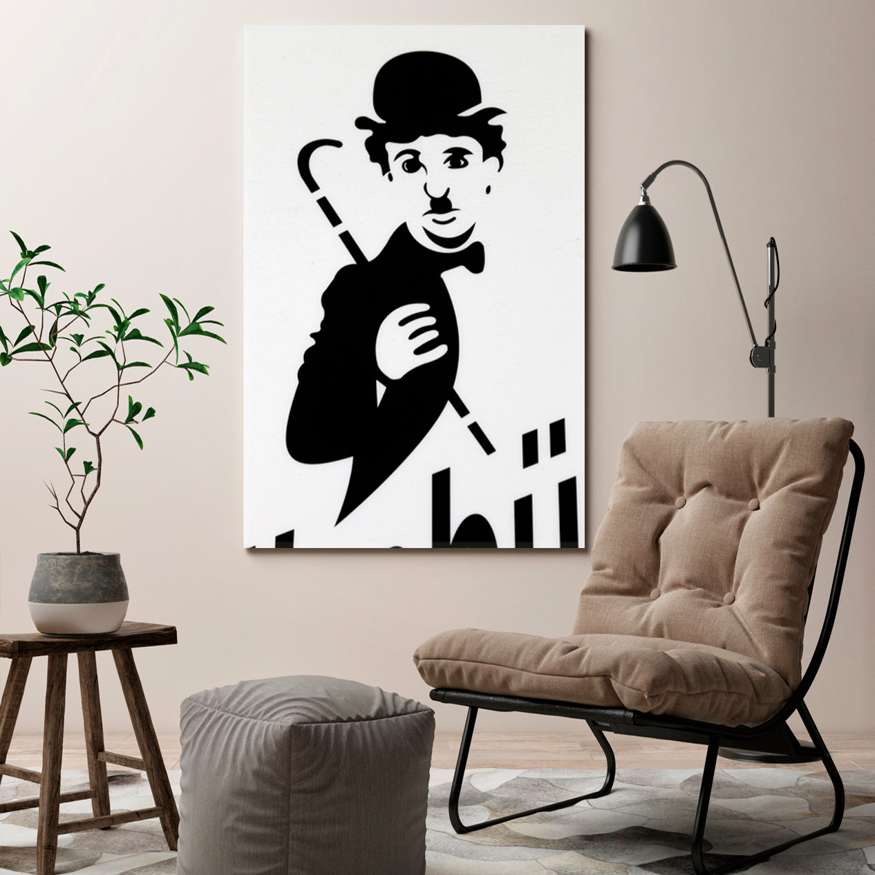 Charlie Chaplin Black And White Poster Celebs Canvas Print Artesty   