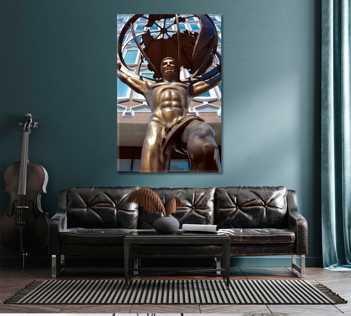 Atlas Titan Held Up Celestial Sphere Urban Architecture Montreal - V Cities Wall Art Artesty   