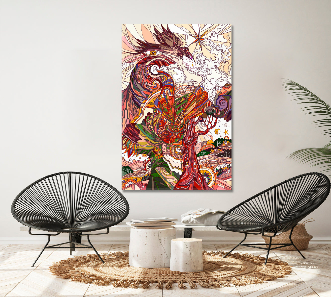 Dragon Abstract Magical Story Rebirth Asian Style Canvas Print Wall Art Artesty 1 Panel 16"x24" 