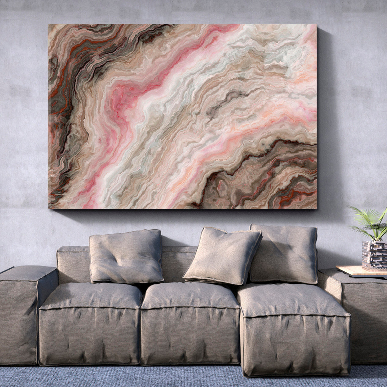MARBLE Abstract Onyx Rose Inclusions Wavy Pattern Natural Beauty Fluid Art, Oriental Marbling Canvas Print Artesty 1 panel 24" x 16" 