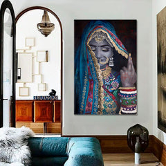 BRIDE | Indian Bridal Look Beautiful Woman Canvas Print - Vertical People Portrait Wall Hangings Artesty 1 Panel 16"x24" 
