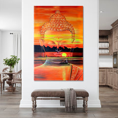 Lord Buddha Meditation Beautiful Sun and Sea Landscape Scenery Landscape Fine Art Print Artesty   