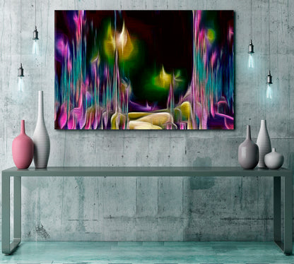 Abstract Fractal Psychedelic Shape Purple On Black Modern Art Contemporary Art Artesty   