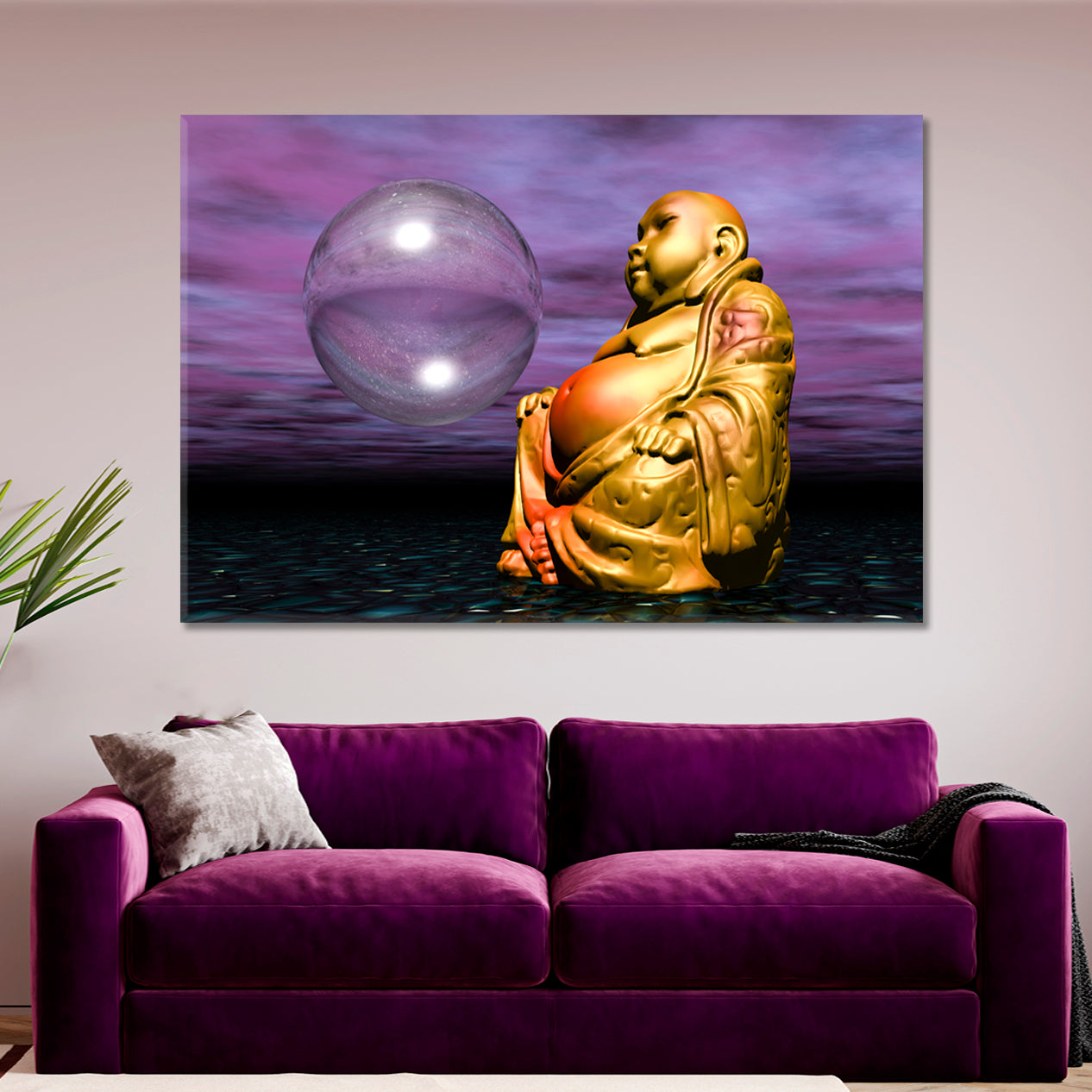 Abstract Buddha Money Magnet Luck Wealth Success Trendy Spiritual Poster Religious Modern Art Artesty 1 panel 24" x 16" 