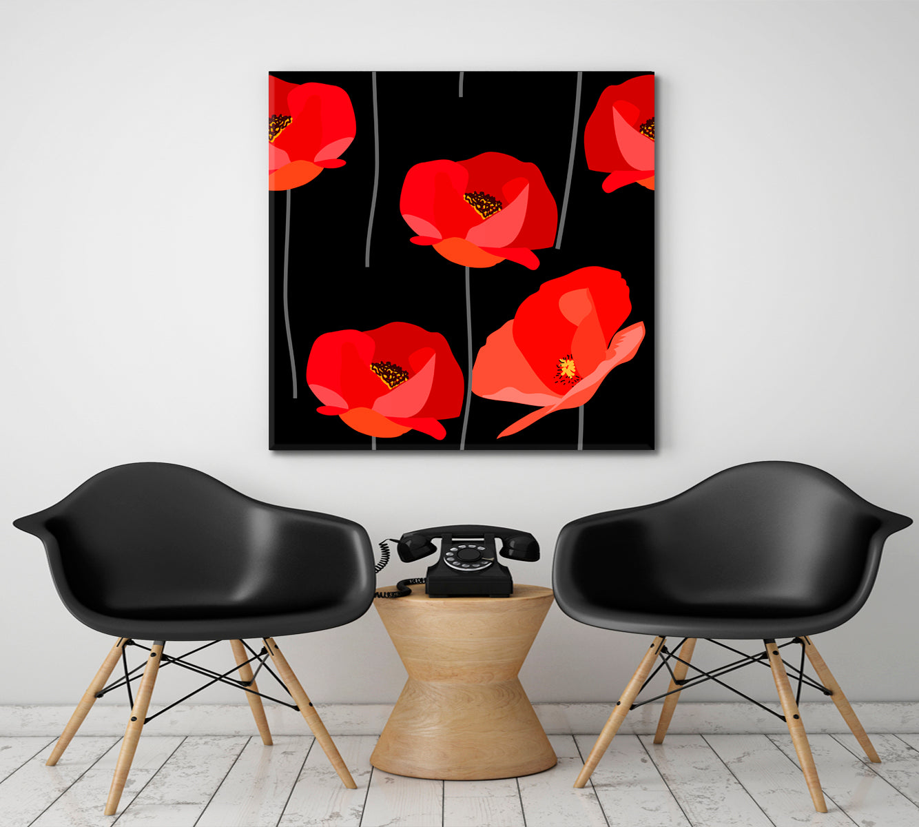 RED POPPIES Vivid Floral Pattern Poster Floral & Botanical Split Art Artesty   