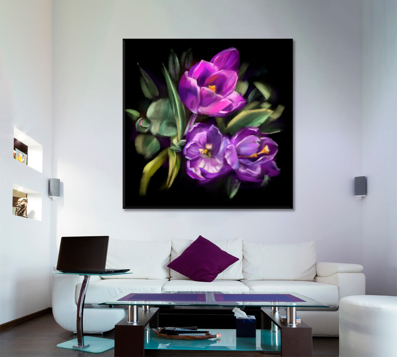 Purple Crocuses Painting Floral & Botanical Split Art Artesty   