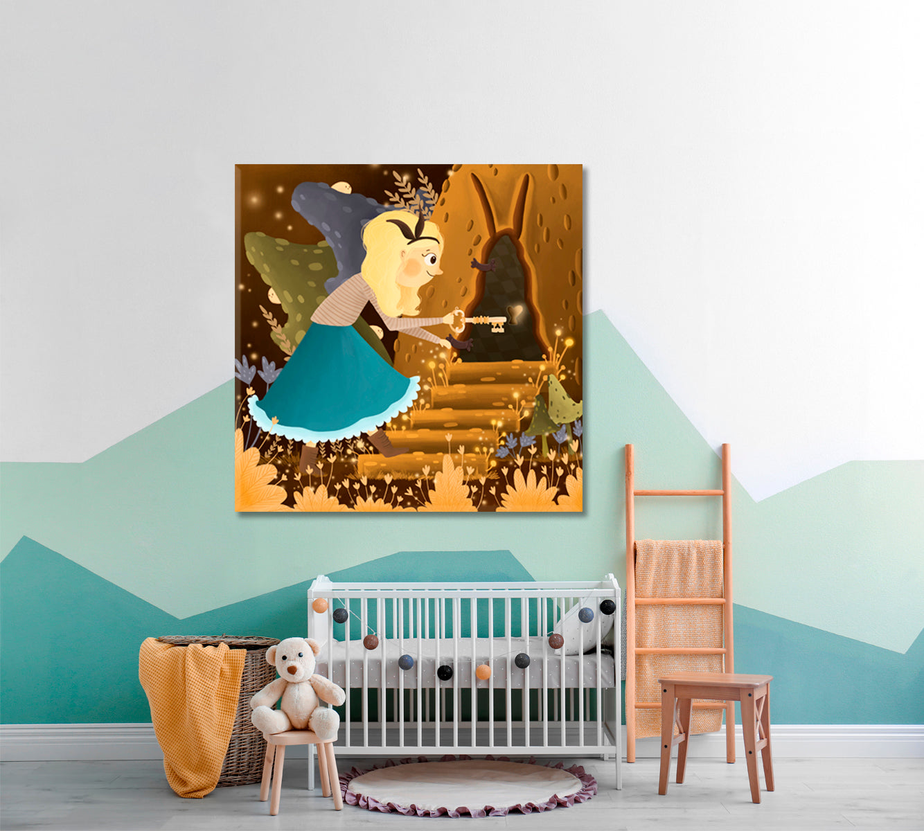 SECRET DOOR Alice in Wonderland Sweet Kids Baby Nursery Wall Art Canvas Print | Square Panel TV, Cartoons Wall Art Canvas Artesty   