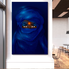 African Tribal Nomads Berber Women Blue Ethnic Turban African Style Canvas Print Artesty   