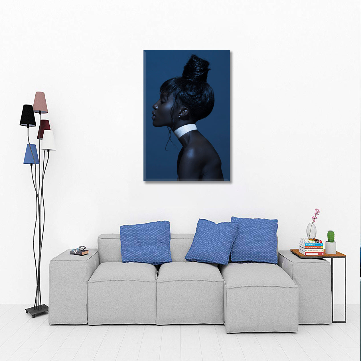 BLUE THOUGHTS Beautiful African American Woman Black Girl - V African Style Canvas Print Artesty   