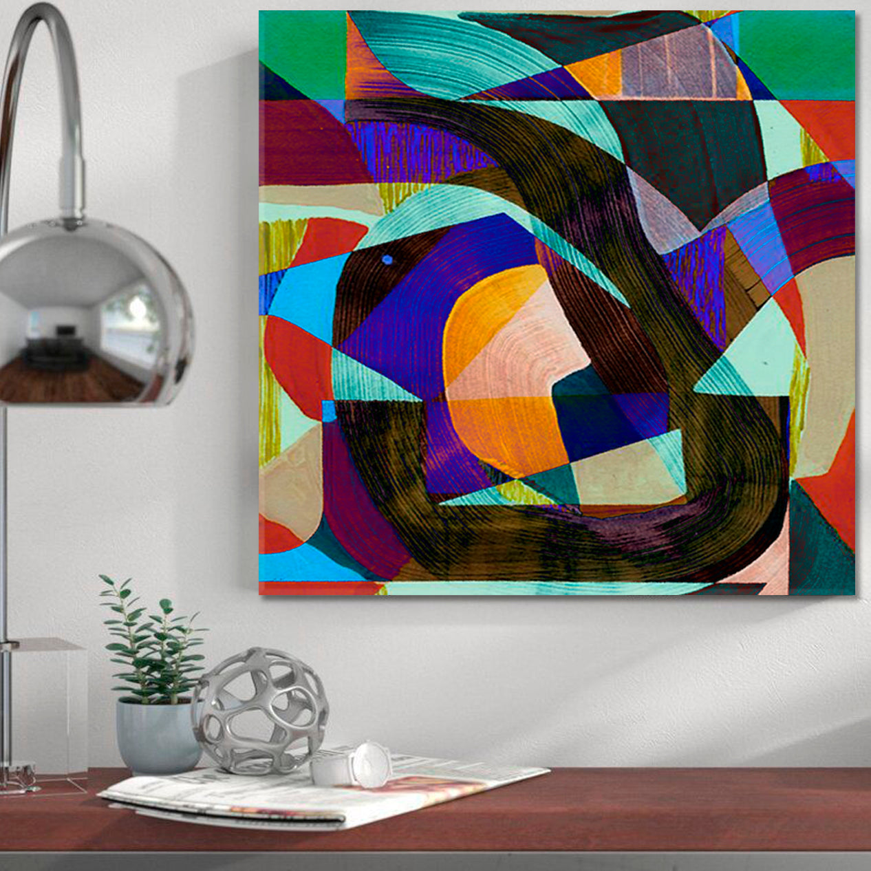 GEOMETRIC Pattern Modern Abstract Trendy Art - Square Panel Abstract Art Print Artesty   