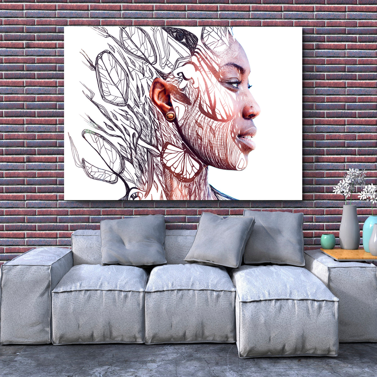 UNITY WITH NATURE Paintography Portrait African American Woman Photo Art Artesty 1 panel 24" x 16" 