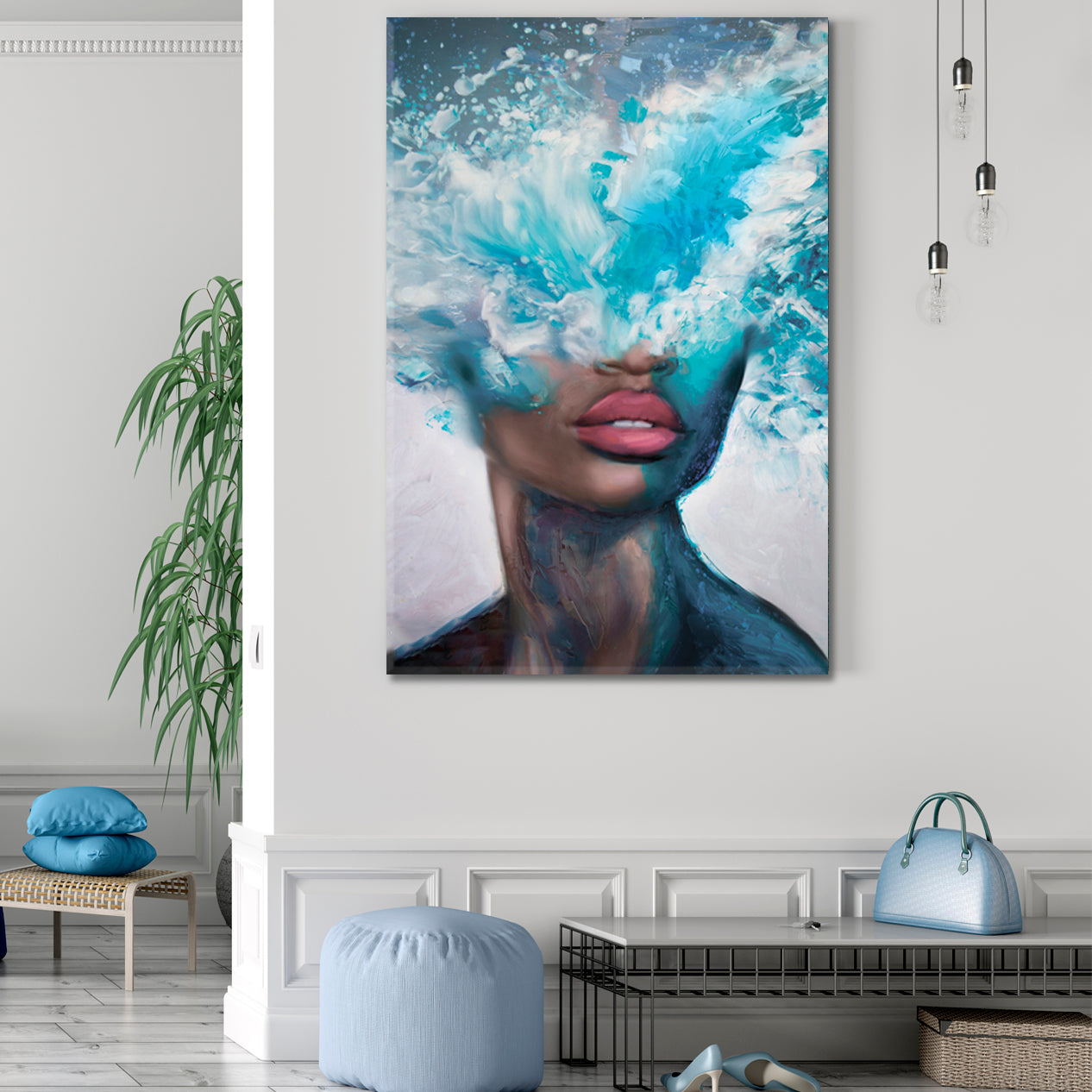 OCEAN GODDESS Beautiful Woman And Sea Exploding - Vertical 1 panel Contemporary Art Artesty 1 Panel 16"x24" 