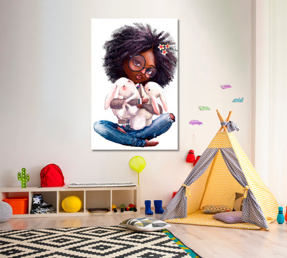 KIDS ART Cute Little Girls Sweet Kids Baby Nursery Home Room Decor Canvas Print | Vertical Kids Room Canvas Art Print Artesty   