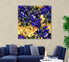 Blue and Yellow Flowers Abstract Painting Floral & Botanical Split Art Artesty   