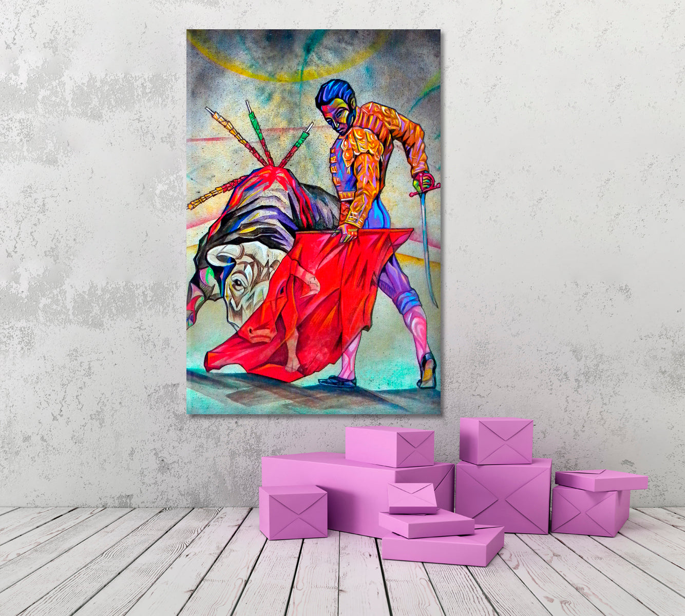 BULLFIGHTER Abstract Contemporary Cubism Style Abstract Art Print Artesty   