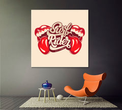 Surf Rider California Rock & Roll Mouth With Tongue Poster Pop Art Canvas Print Artesty   