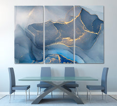 ORIENTAL Abstract Blu Marble Fluid Art, Oriental Marbling Canvas Print Artesty   
