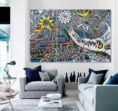 Unique Details Street Art Urban Graffiti Abstract Contemporary Street Art Canvas Print Artesty 3 panels 36" x 24" 