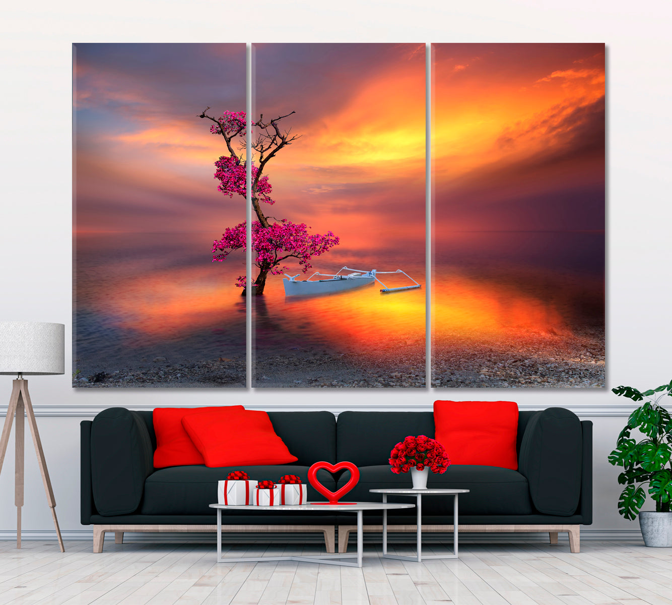 Beautiful Tree on the Beach Fantasy Landscape Canvas Print Scenery Landscape Fine Art Print Artesty 3 panels 36" x 24" 