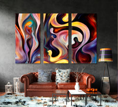Colors of the Mind Graceful Profile Lines Abstraction Abstract Art Print Artesty 3 panels 36" x 24" 
