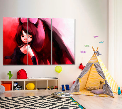 Fine Art Cute Anime Girl With Wings Canvas Print TV, Cartoons Wall Art Canvas Artesty   