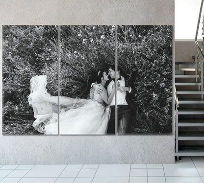 HAPPINESS Happy Life Couple Bride and Groom Wedding Love Family Marriage B&W Black and White Wall Art Print Artesty   