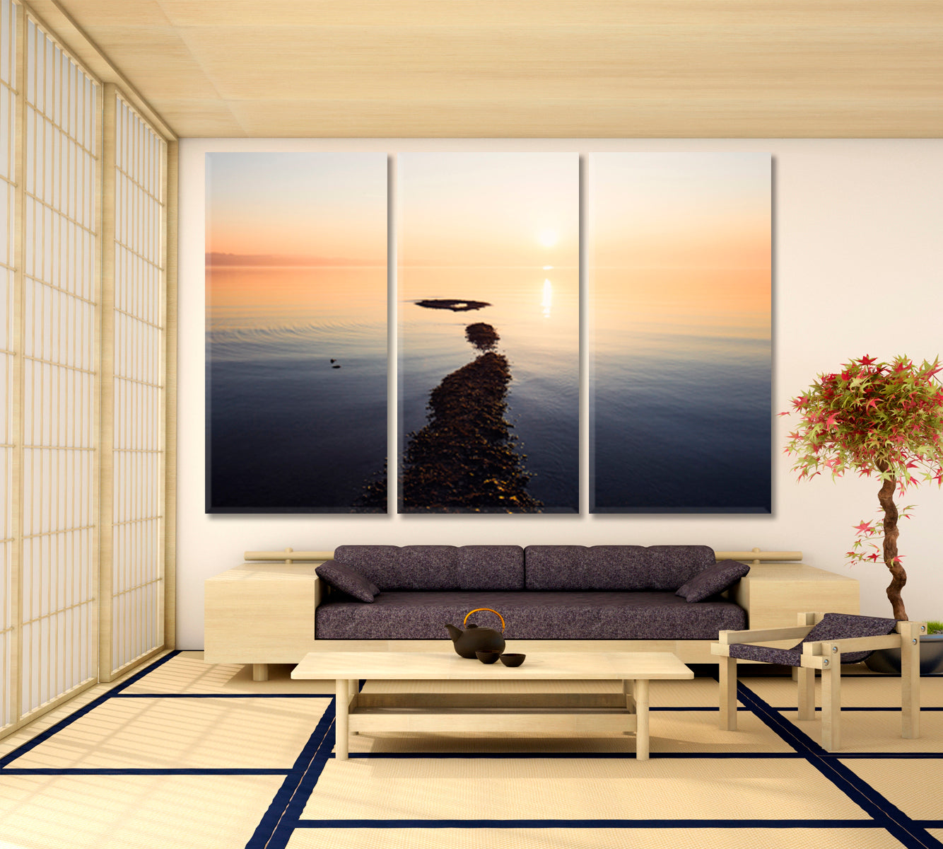 ROAD TO PARADISE Natural Landscape Scenery Sunrise at Bodensee Lake Germany Scenery Landscape Fine Art Print Artesty 3 panels 36" x 24" 