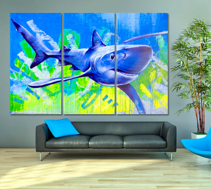 SHARK San Diego CA USA Street Art Abstract Vibrant Graffiti Canvas Print Animals Canvas Print Artesty   