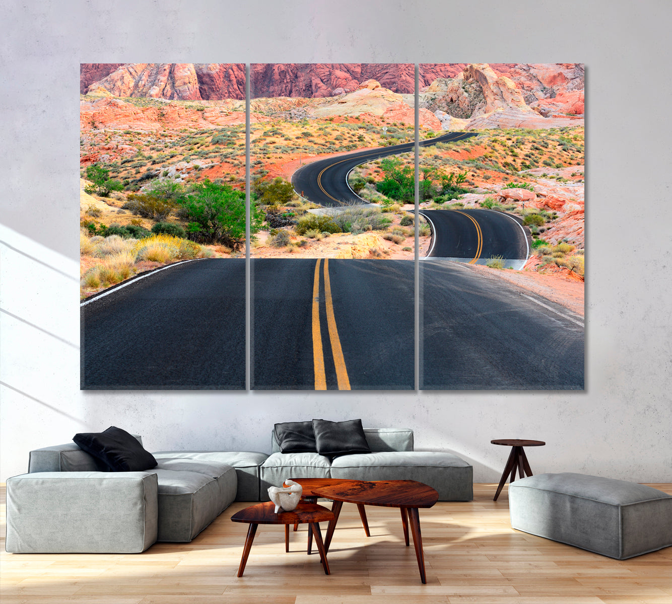 ROADS TRAILS PATHS Valley of Fire State Park Nevada Canvas Print Traveling Around Ink Canvas Print Artesty 3 panels 36" x 24" 