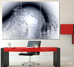 BULL AND BEAR  Financial Investment Stock Market Business Concept Canvas Print Office Wall Art Canvas Print Artesty   