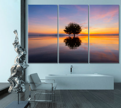 Breathtaking Landscape Inspired by Nature Sunset Over Water Flooded Trees Scenery Landscape Fine Art Print Artesty   