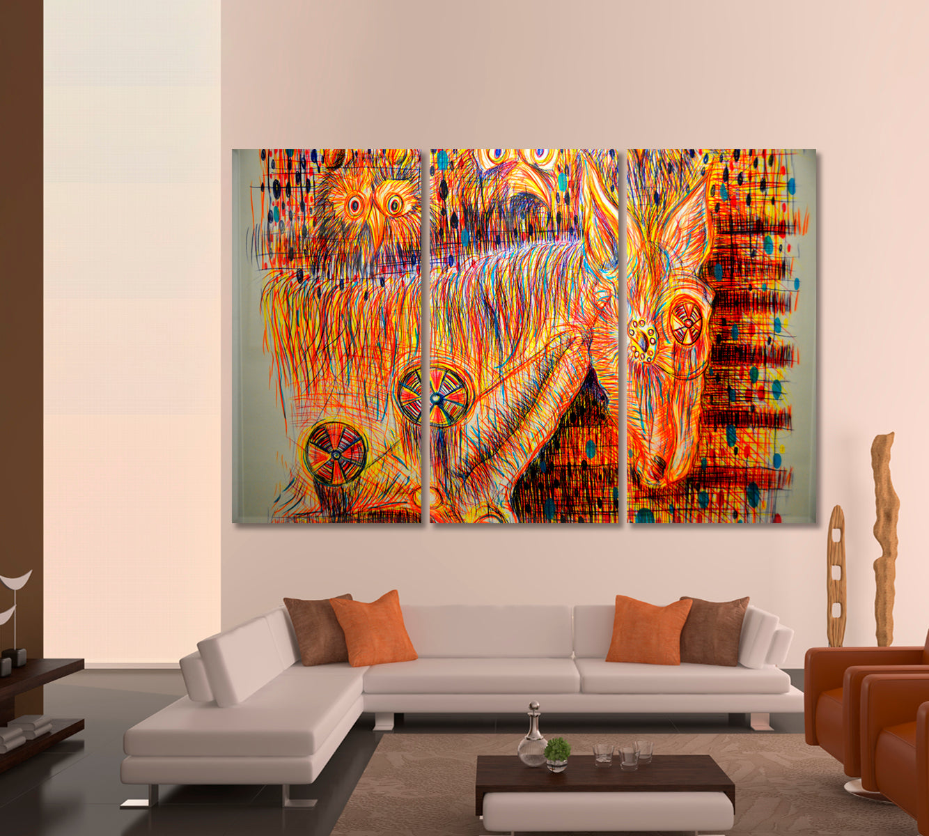 DONKEY Abstract Expressionism Wall Graffiti New Mexico USA Street Art Canvas Print Animals Canvas Print Artesty 3 panels 36" x 24" 