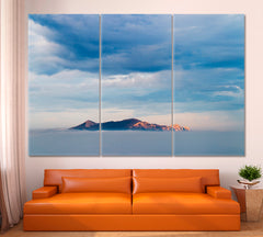 Beautiful Blue Sky Clouds Hill Panoramic Picturesque Landscape Canvas Print Scenery Landscape Fine Art Print Artesty 3 panels 36" x 24" 