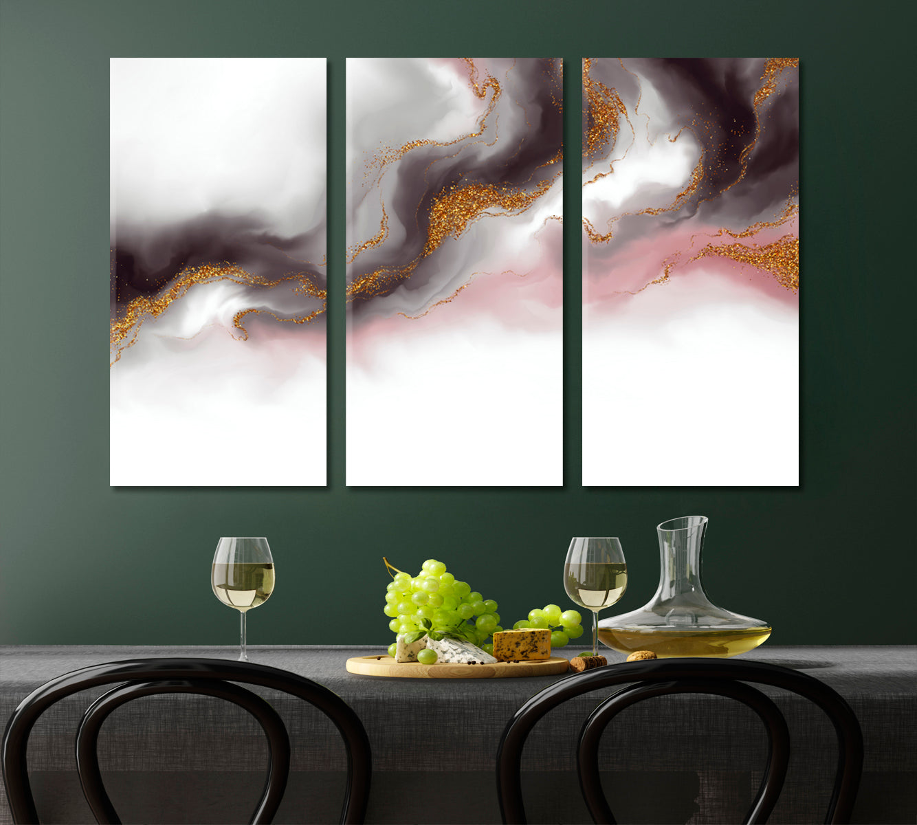 MARBLE PEARL Luxe Effect Beautiful Trendy Art Fluid Art, Oriental Marbling Canvas Print Artesty   