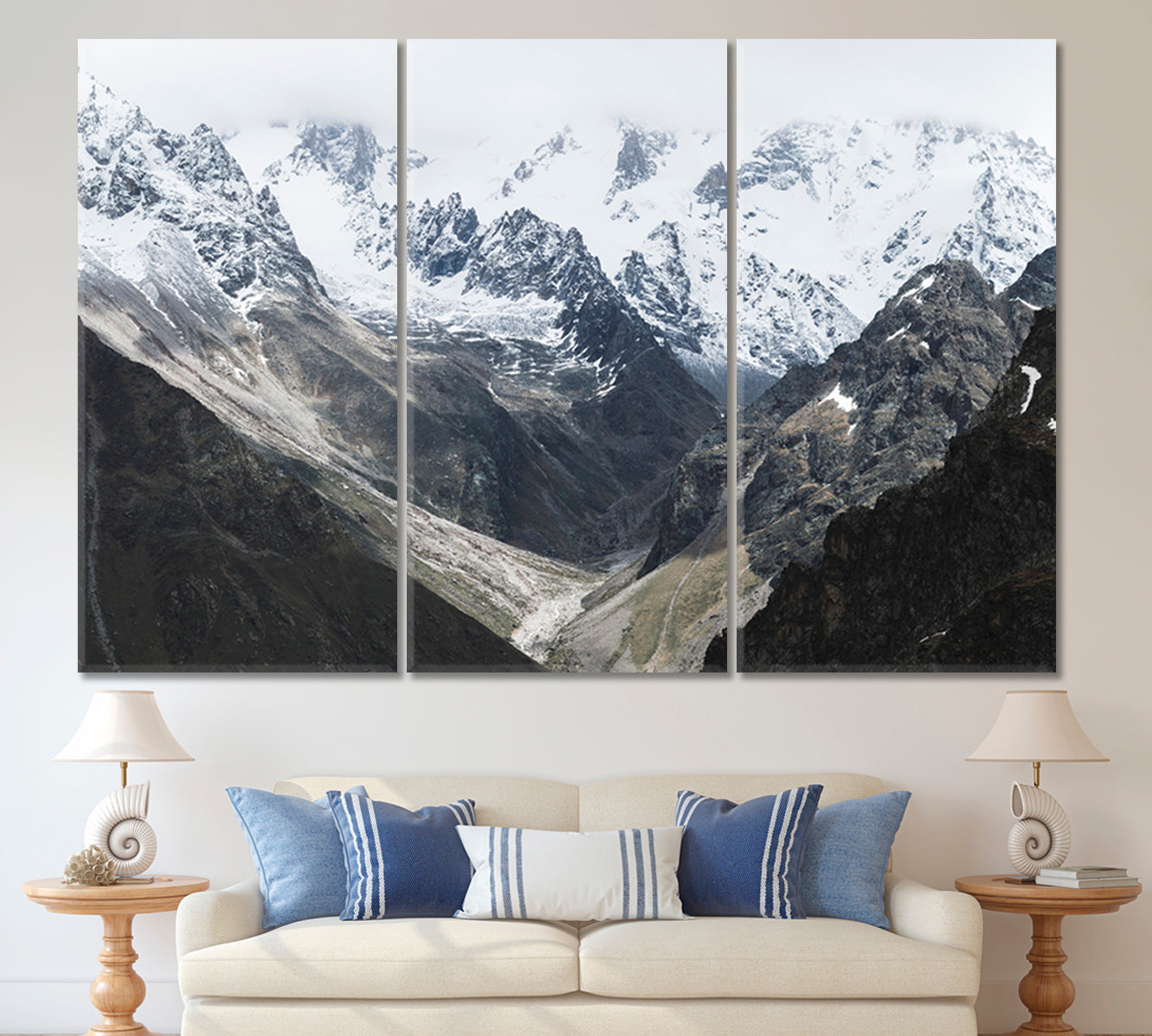 Snowy Mountain Ridge Peak Cold Cloudy Elbrus Landscape Scenery Landscape Fine Art Print Artesty   