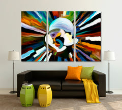 Think Different, Human Profiles Abstract Patterns And Colors Abstract Art Print Artesty 3 panels 36" x 24" 
