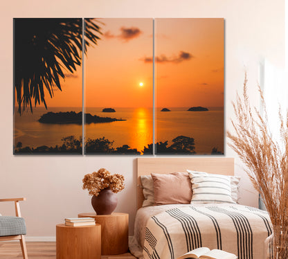 EXOTIC SEA COAST Amazing Romantic Colorful Red Sunset Tropical Landscape Canvas Print Tropical, Exotic Art Print Artesty   