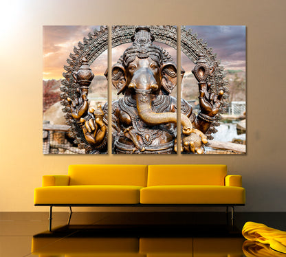 Statue of Hindu Elephant God Ganesha Dramatic Sky Religious Modern Art Artesty   