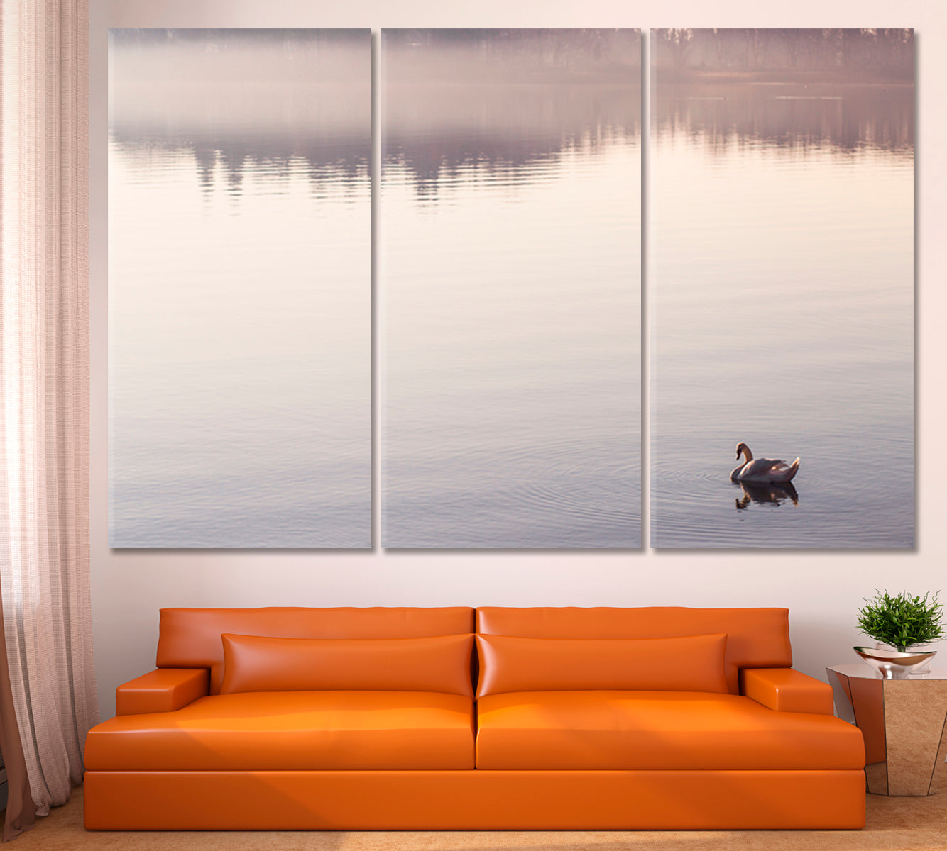 SERENITY Peaceful Landscape Water Reflection Bodensee Lake Germany Little Bird Duck Flapping Wings in the Water Scenery Landscape Fine Art Print Artesty   