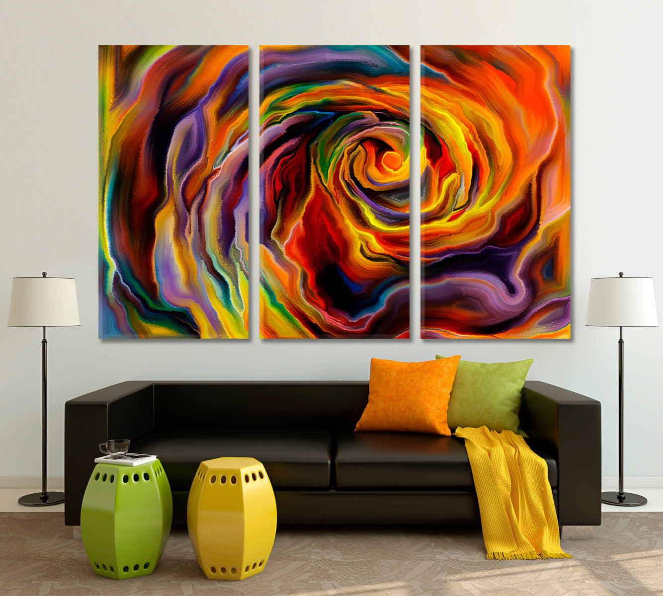 FORMS Magical Abstract Vivid Whirlpool Abstract Art Print Artesty 3 panels 36" x 24" 