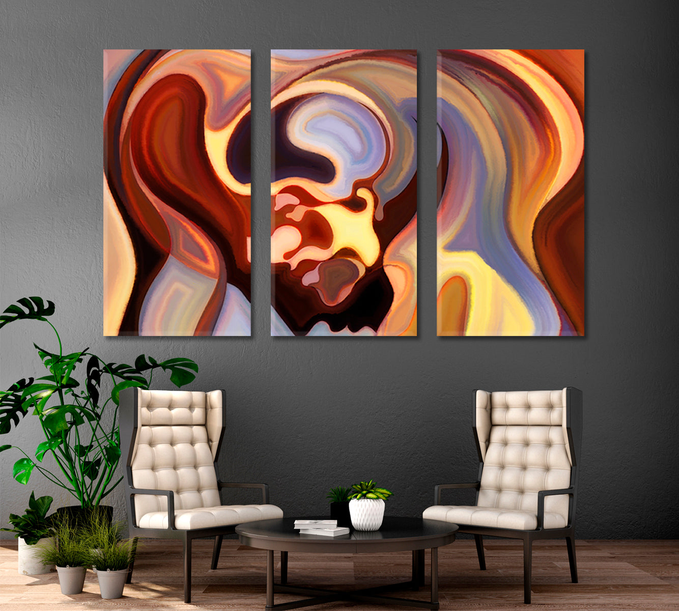 Romance Abstract Art Print Artesty 3 panels 36" x 24" 