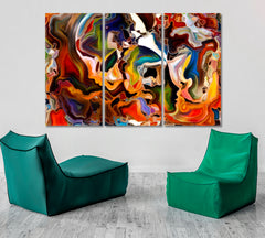 Human and Colorful Abstract Shapes Abstract Art Print Artesty 3 panels 36" x 24" 