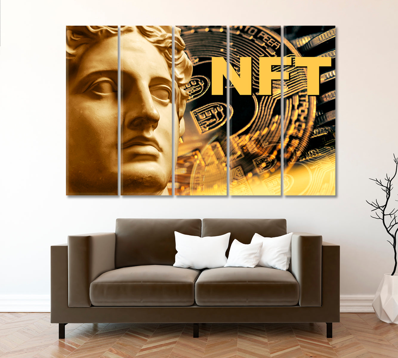 NFT Crypto Art Poster Office Wall Art Canvas Print Artesty 5 panels 36" x 24" 