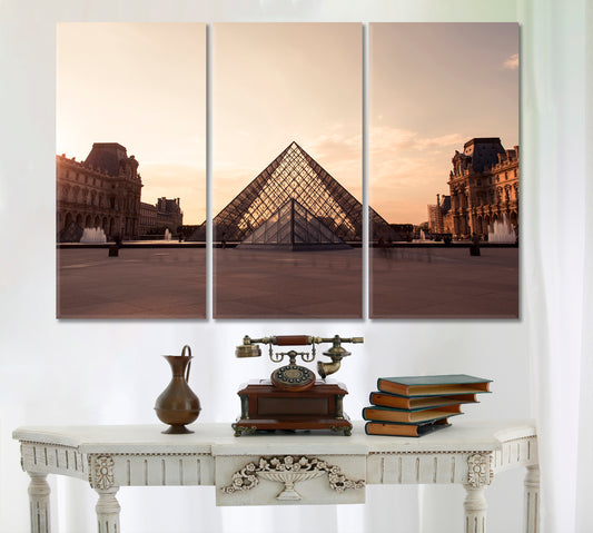 Louvre Museum Paris France Famous Historical Art Landmark Architecture Beautiful Symbol Canvas Print Famous Landmarks Artwork Print Artesty   