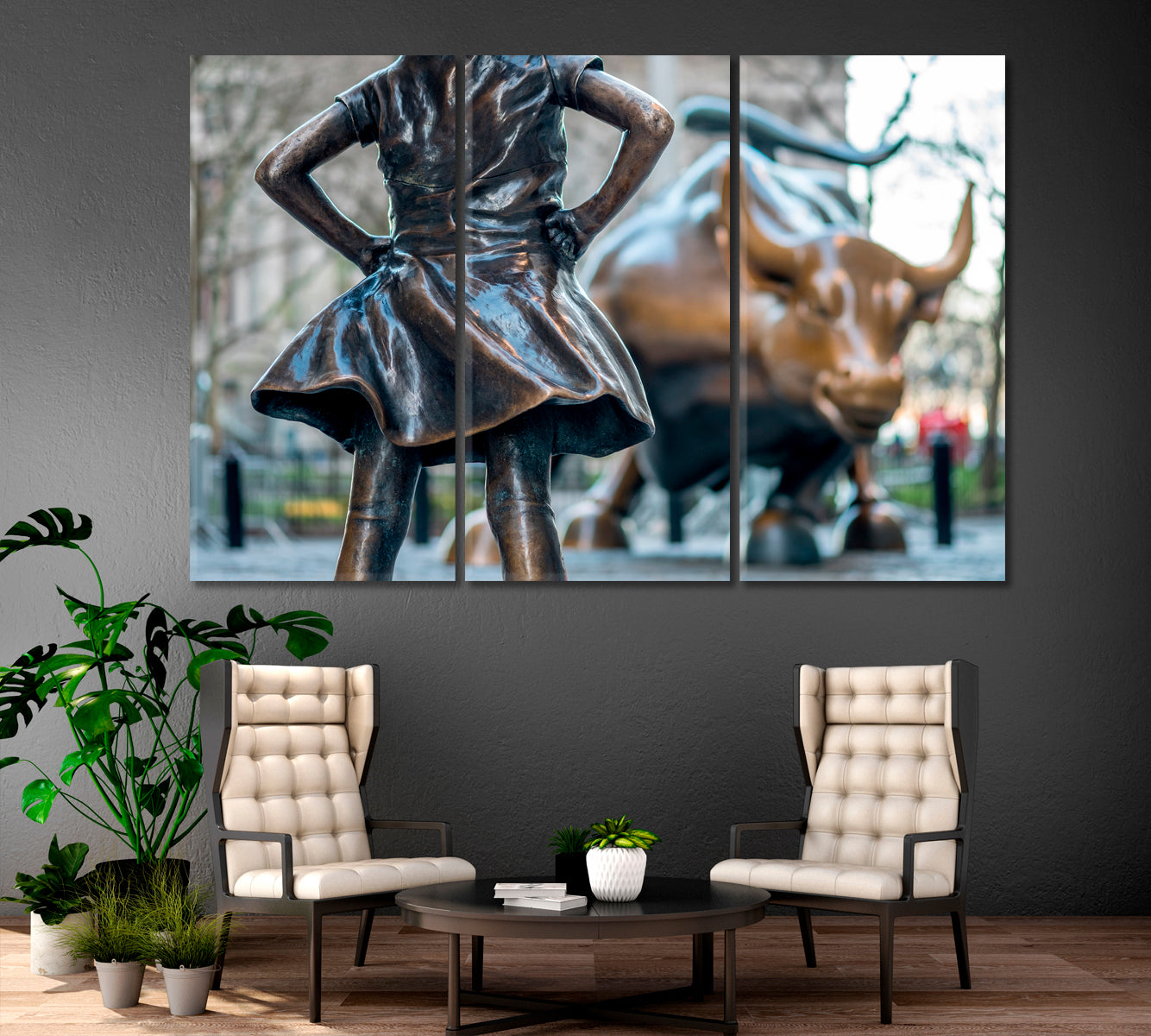 Fearless Girl & Charging Bull Symbol of Wealth Famous Landmarks Artwork Print Artesty   