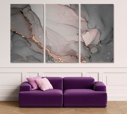 Modern Alcohol Ink Mix Marble Print Creative Splash Geode Oil Flow Fluid Art, Oriental Marbling Canvas Print Artesty 3 panels 36" x 24" 